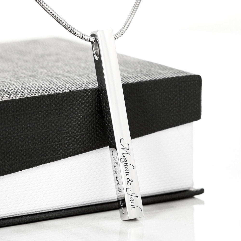 4 Sided Personalized Bar Necklace
