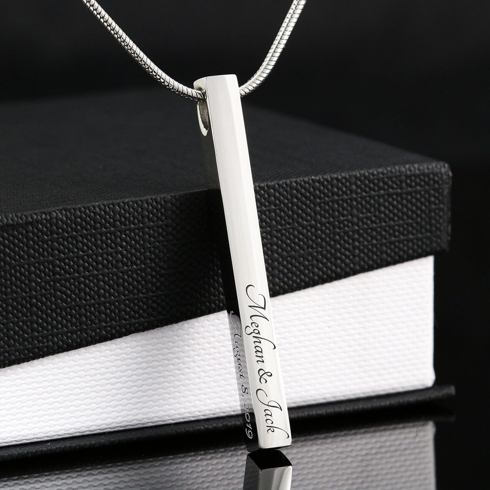 4 Sided Personalized Bar Necklace