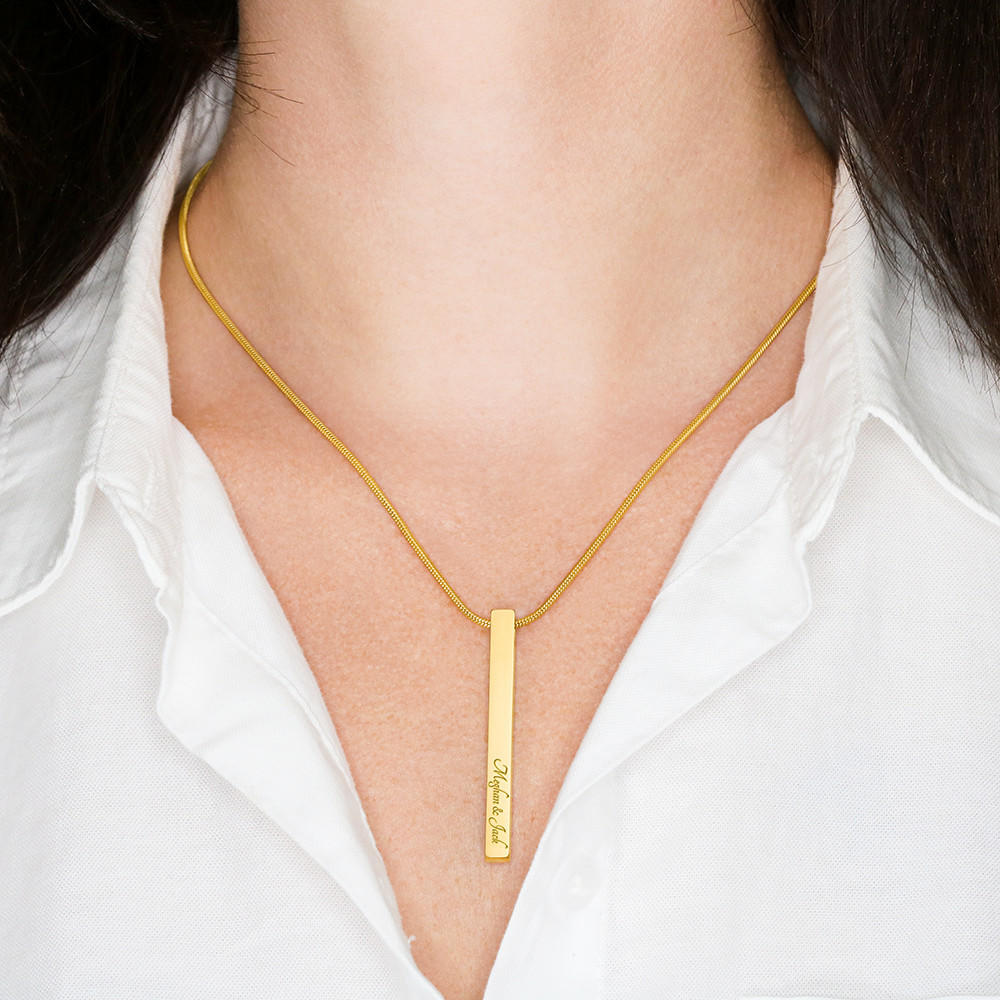 4 Sided Personalized Bar Necklace