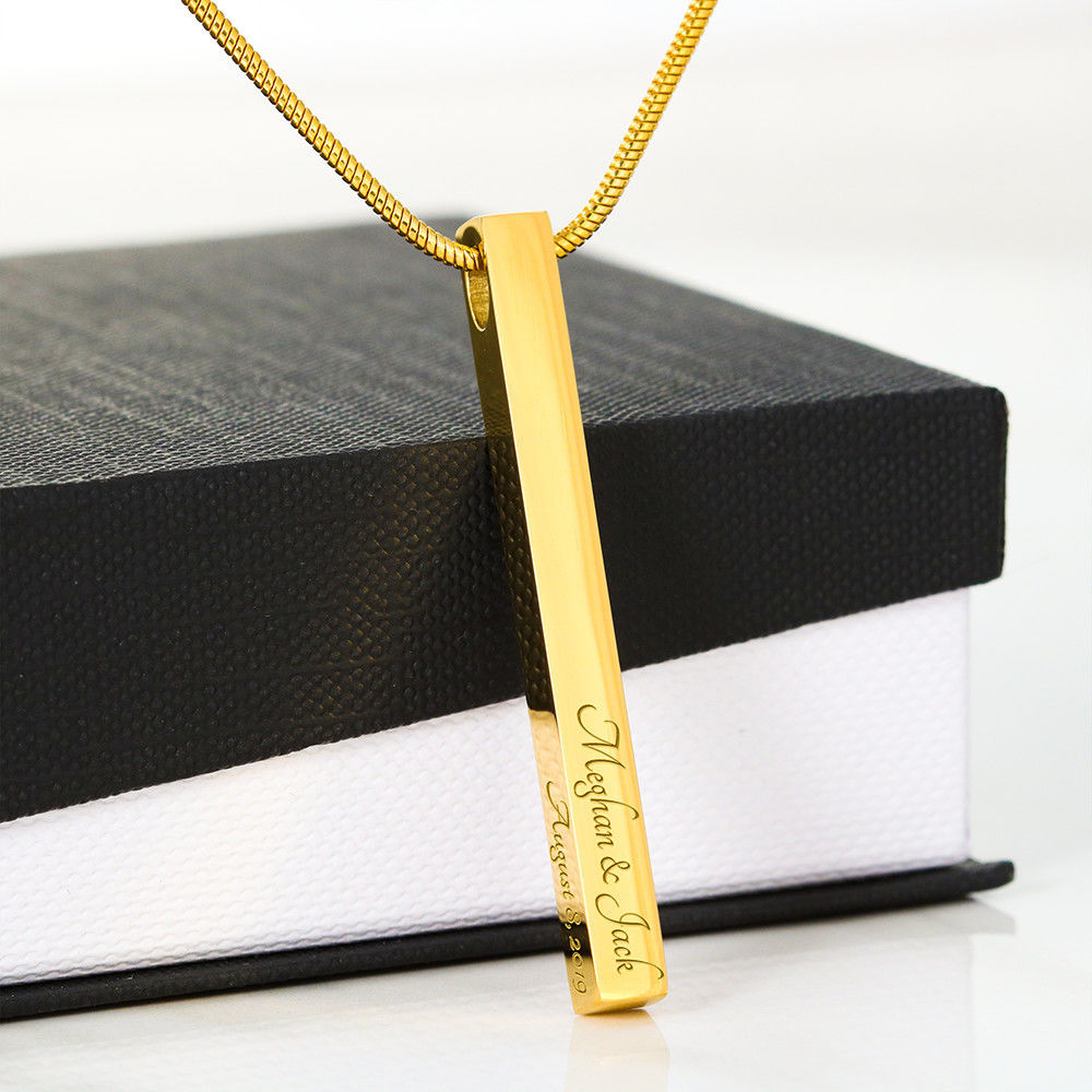 4 Sided Personalized Bar Necklace